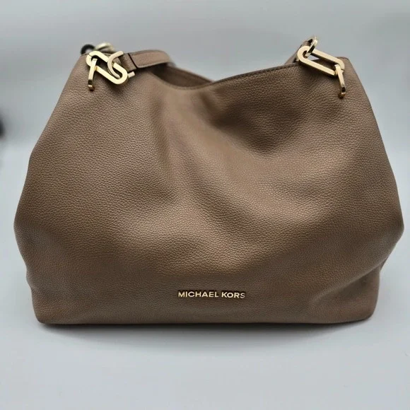 Michael Kors Raven Tan Pebble Leather Tote Shoulder Bag Hobo Style Hybrid Casual - Picture 6 of 16